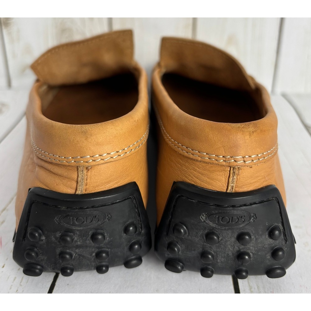 Tods Tan Nubuck Leather Gommino Driving Loafers Buckle Square Toe Italy Sz 35/5 - Picture 5 of 8